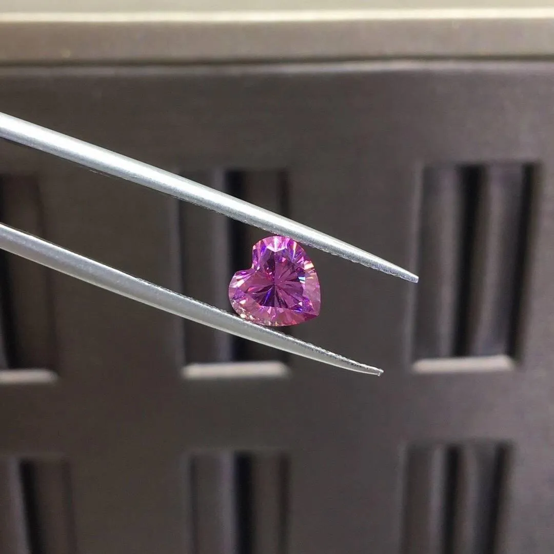 1-6ct Heart Cut Pink Loose Moissanite Stone | Heart Excellent Cut | VVS1 Loose Pink Moissanite Gemstone with Certificate