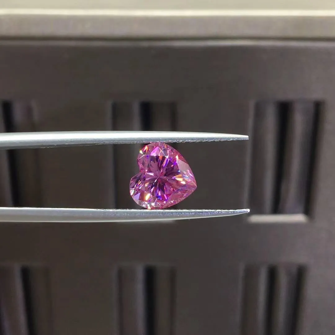 1-6ct Heart Cut Pink Loose Moissanite Stone | Heart Excellent Cut | VVS1 Loose Pink Moissanite Gemstone with Certificate