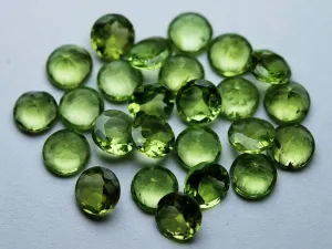 10 Pieces, Finest Quality, Natural Peridot Faceted Cut Stone Coins Shape, 6mm Size Loose Stones