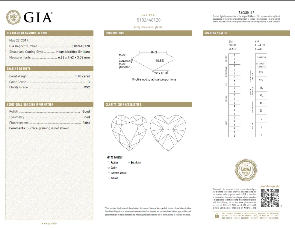 1.00 Carat Loose G / VS2 Heart Shaped Diamond GIA Certified