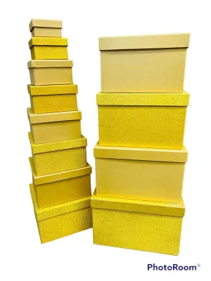 12 Tier gold box tower set! These all fit compact inside the largest box! Great for gift giving!