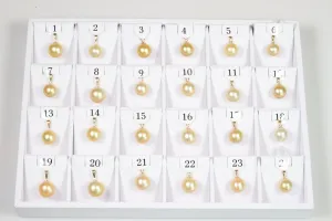 12.5mm-14.7mm Golden South Sea Pearl Pendants, AAA Quality Round (GSSP001)