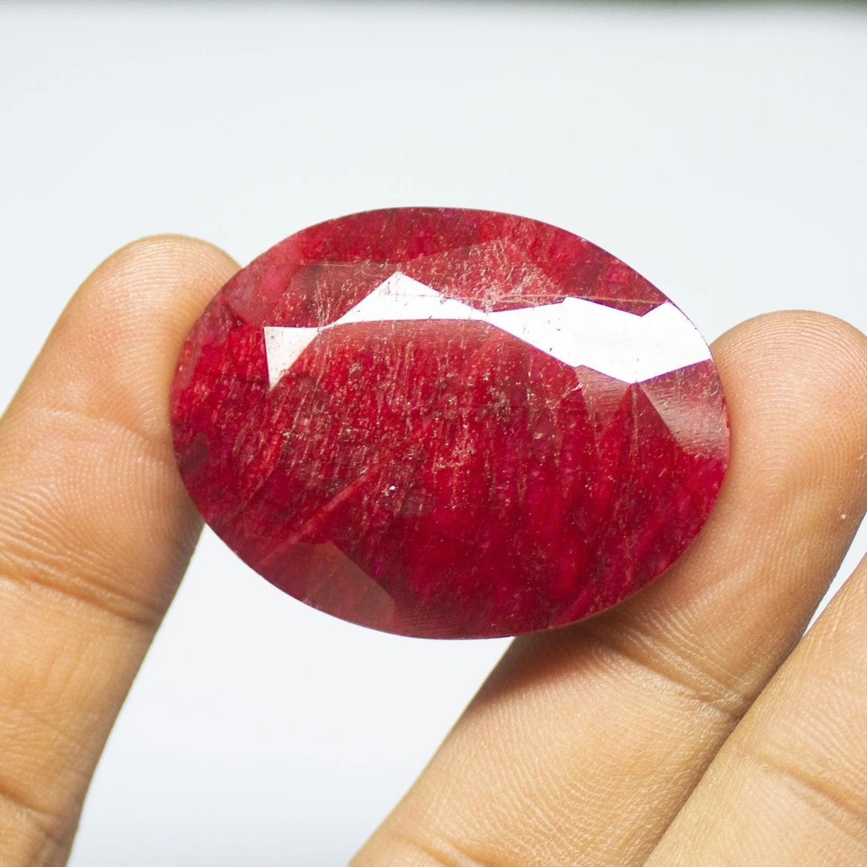 139ct, 40x30x11mm, Natural Blood Red Ruby Oval Cut Large Size Loose Gemstone, Ruby