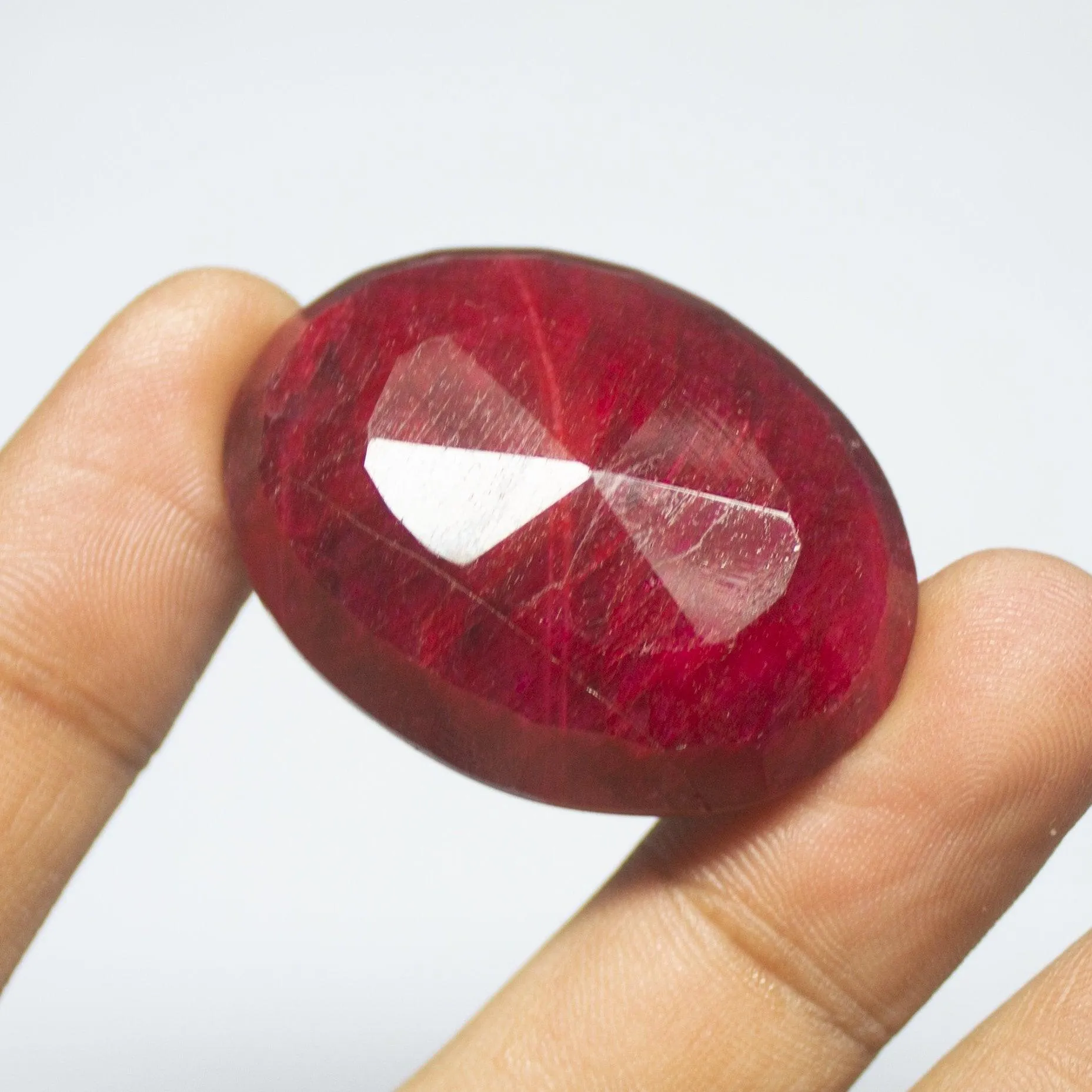 139ct, 40x30x11mm, Natural Blood Red Ruby Oval Cut Large Size Loose Gemstone, Ruby