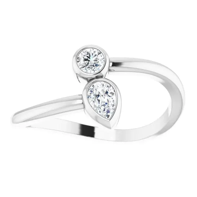 1/4 CTW Diamond Bezel-Set Bypass Ring