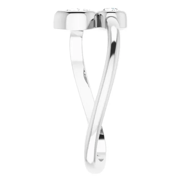 1/4 CTW Diamond Bezel-Set Bypass Ring