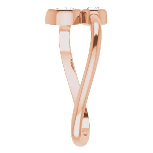 1/4 CTW Diamond Bezel-Set Bypass Ring