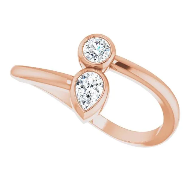 1/4 CTW Diamond Bezel-Set Bypass Ring