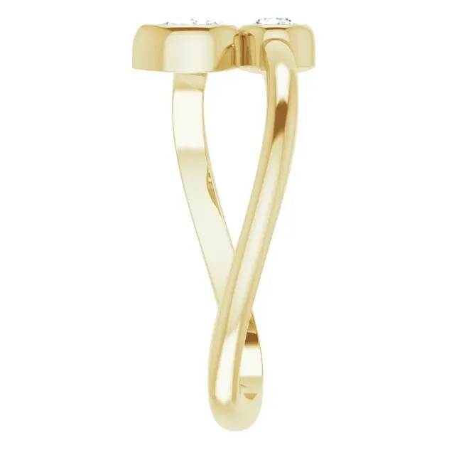 1/4 CTW Diamond Bezel-Set Bypass Ring