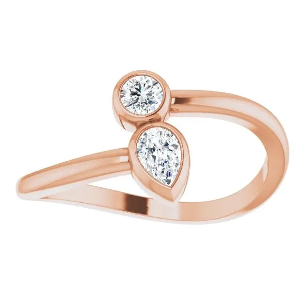 1/4 CTW Diamond Bezel-Set Bypass Ring