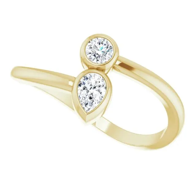 1/4 CTW Diamond Bezel-Set Bypass Ring