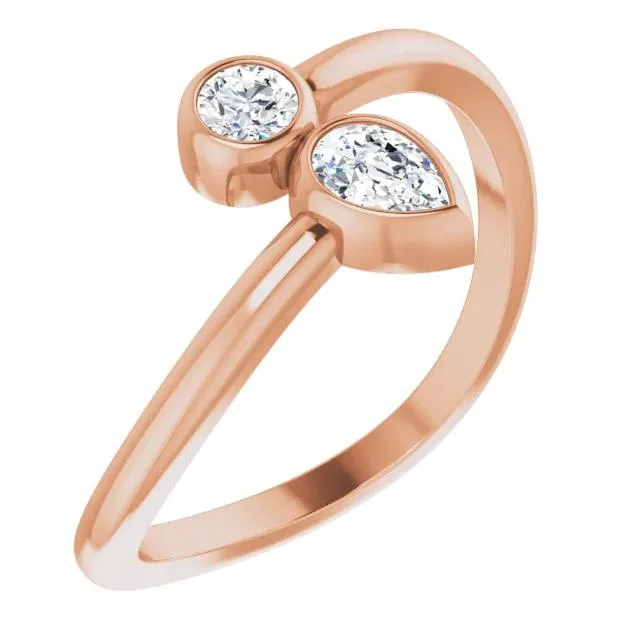 1/4 CTW Diamond Bezel-Set Bypass Ring