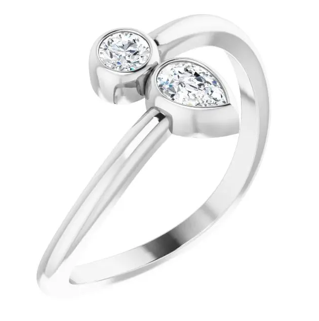 1/4 CTW Diamond Bezel-Set Bypass Ring