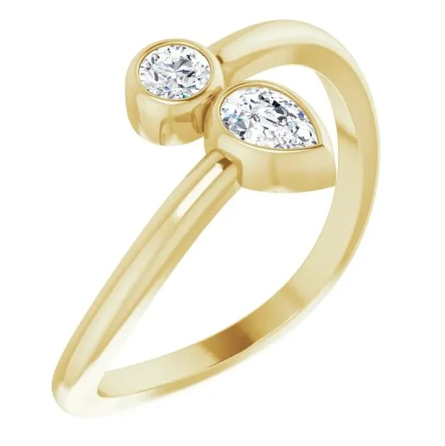 1/4 CTW Diamond Bezel-Set Bypass Ring