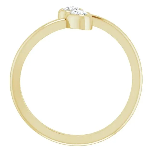 1/4 CTW Diamond Bezel-Set Bypass Ring