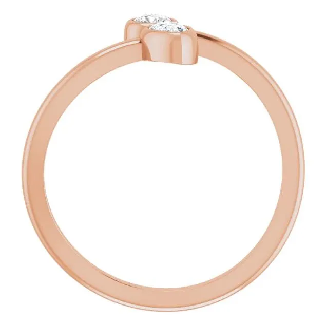 1/4 CTW Diamond Bezel-Set Bypass Ring