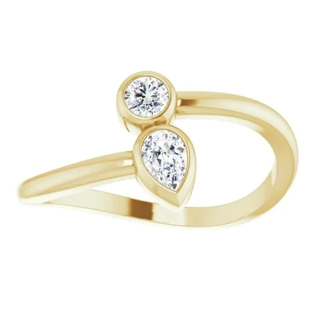 1/4 CTW Diamond Bezel-Set Bypass Ring