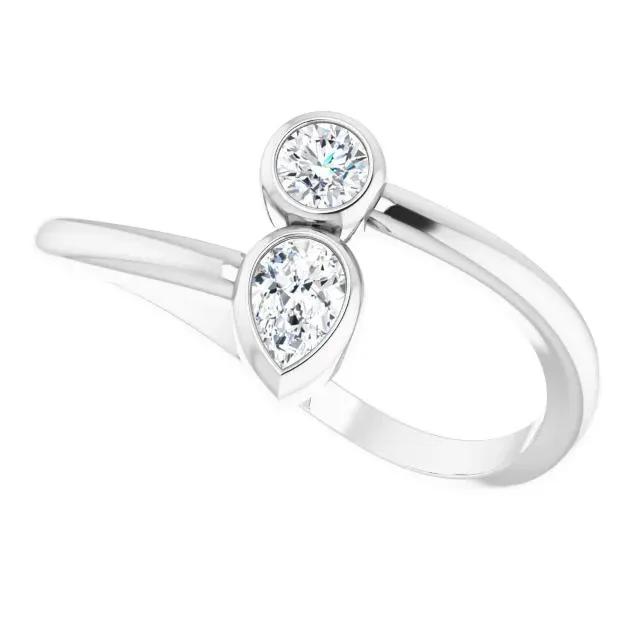 1/4 CTW Diamond Bezel-Set Bypass Ring