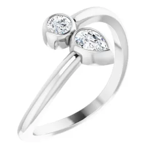 1/4 CTW Diamond Bezel-Set Bypass Ring