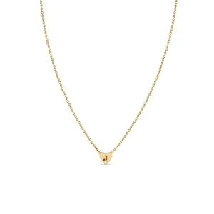 14k Engraved Initial Heart Necklace
