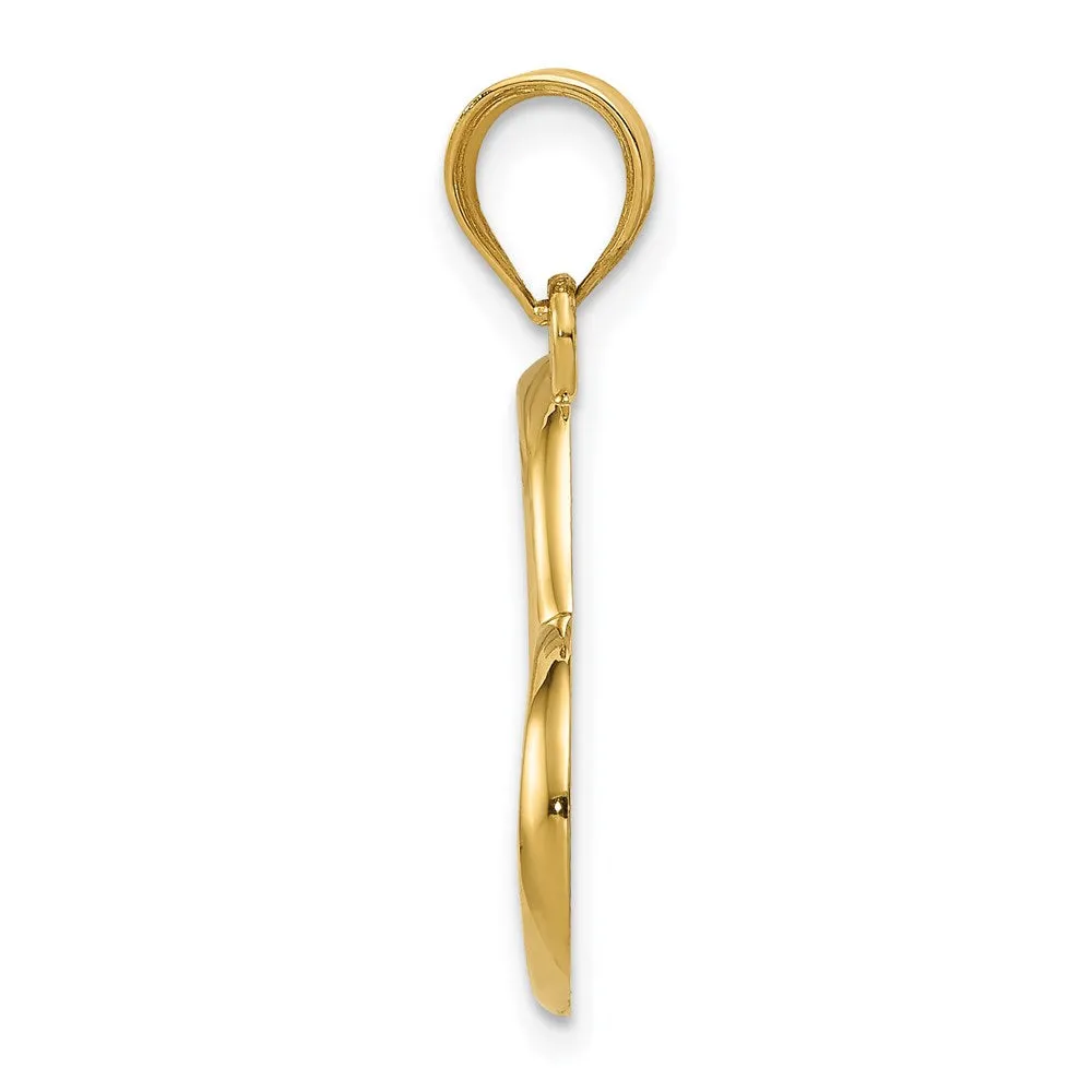 14K Polished Dangling Heart Pendant