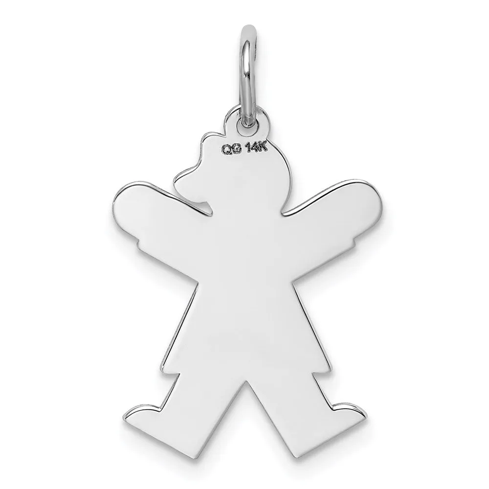 14k White Gold Kid Charm