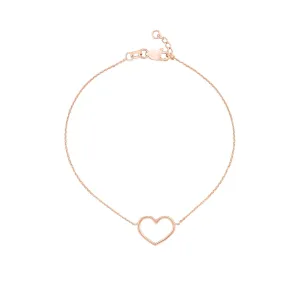 14K Yellow Gold Open Heart Bracelet
