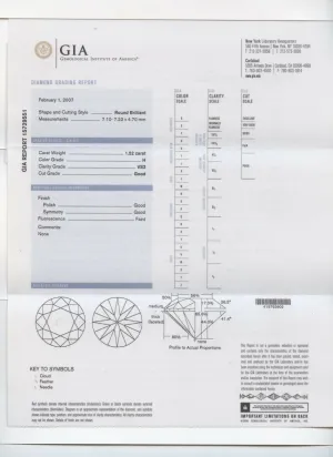 1.52 Carat Loose H / VS2 Round Brilliant Cut Diamond GIA Certified