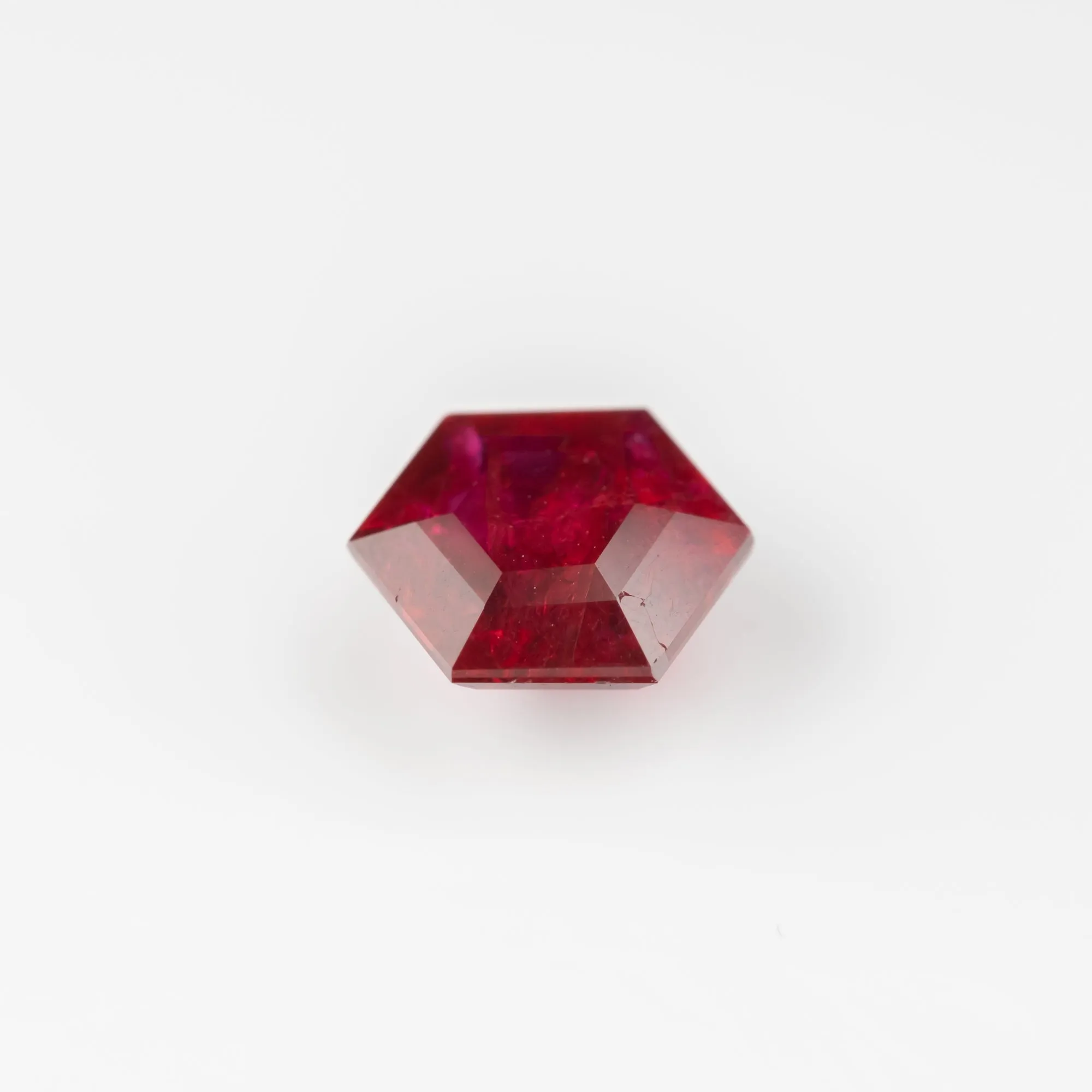 1.70 Carat Deep Red Double Cut Hexagon Ruby