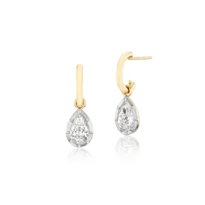 1.80CT Pear Diamond Bezel Drop Earrings