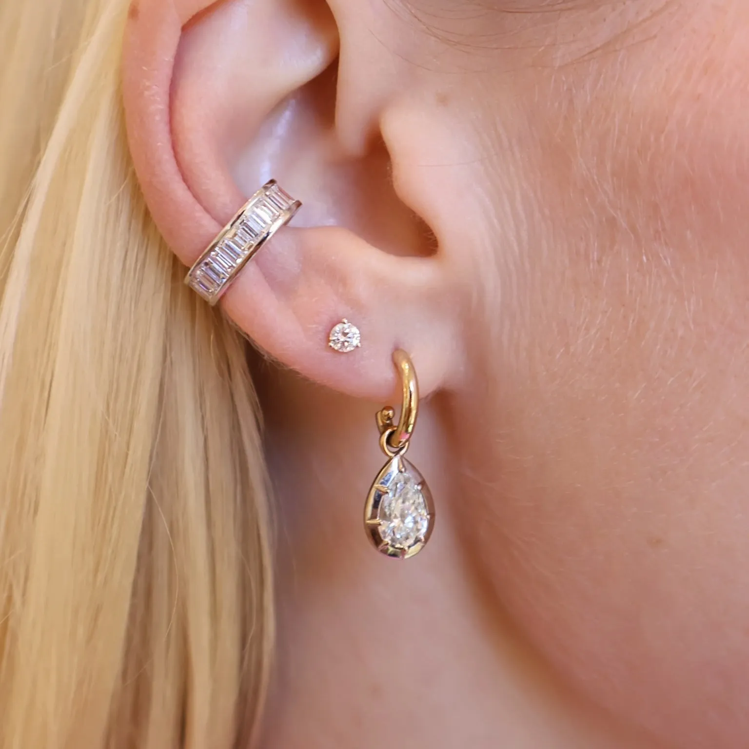 1.80CT Pear Diamond Bezel Drop Earrings