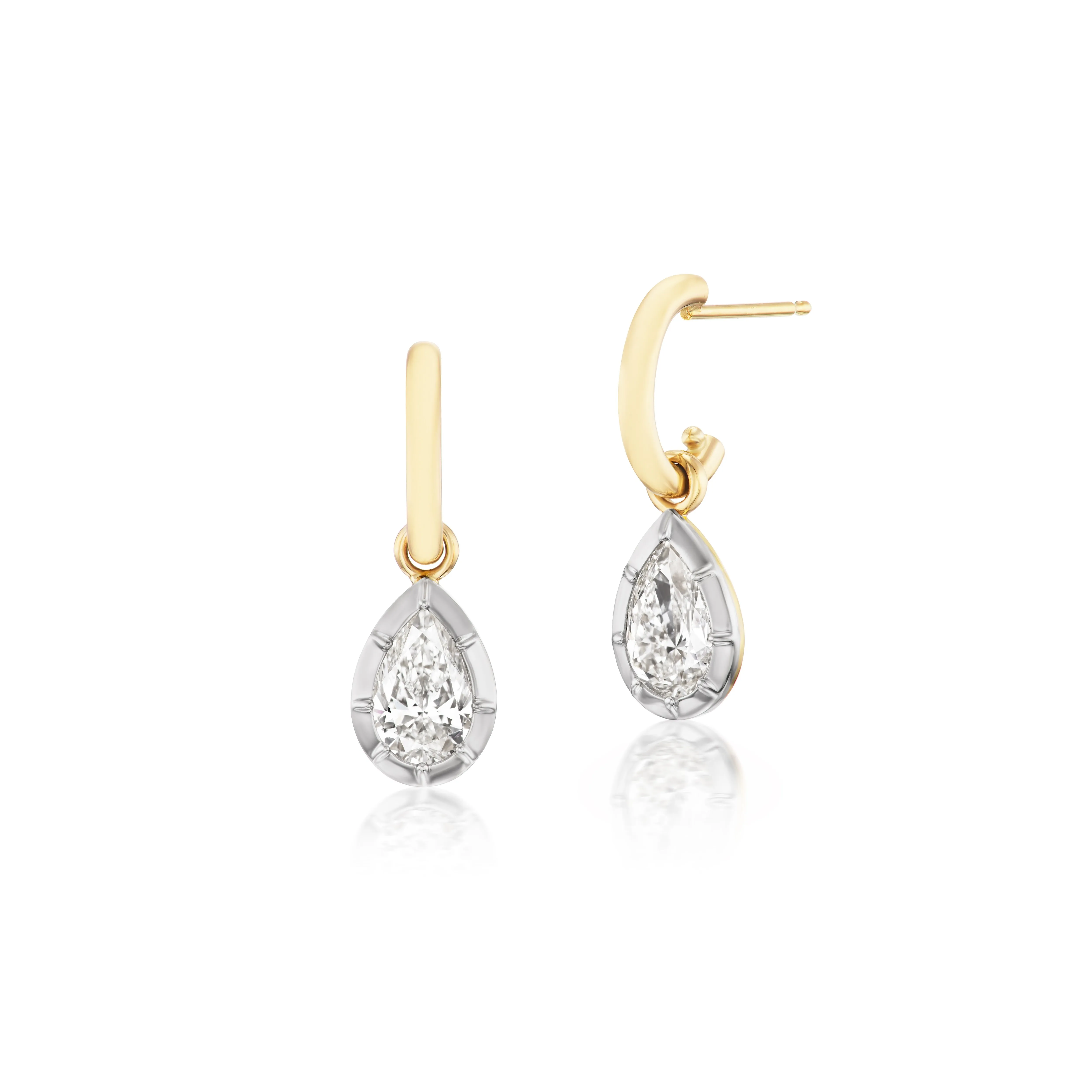 1.80CT Pear Diamond Bezel Drop Earrings