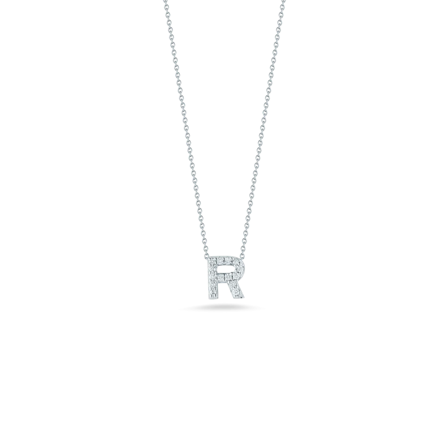 18K WG DIAMOND LOVE LETTER R NECKLACE
