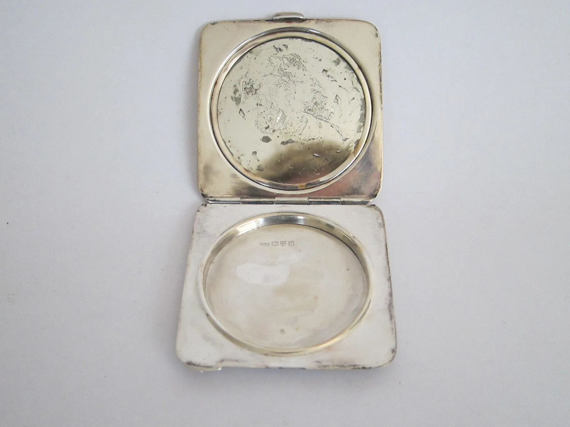 1940s Sterling Silver British Compact Mirror