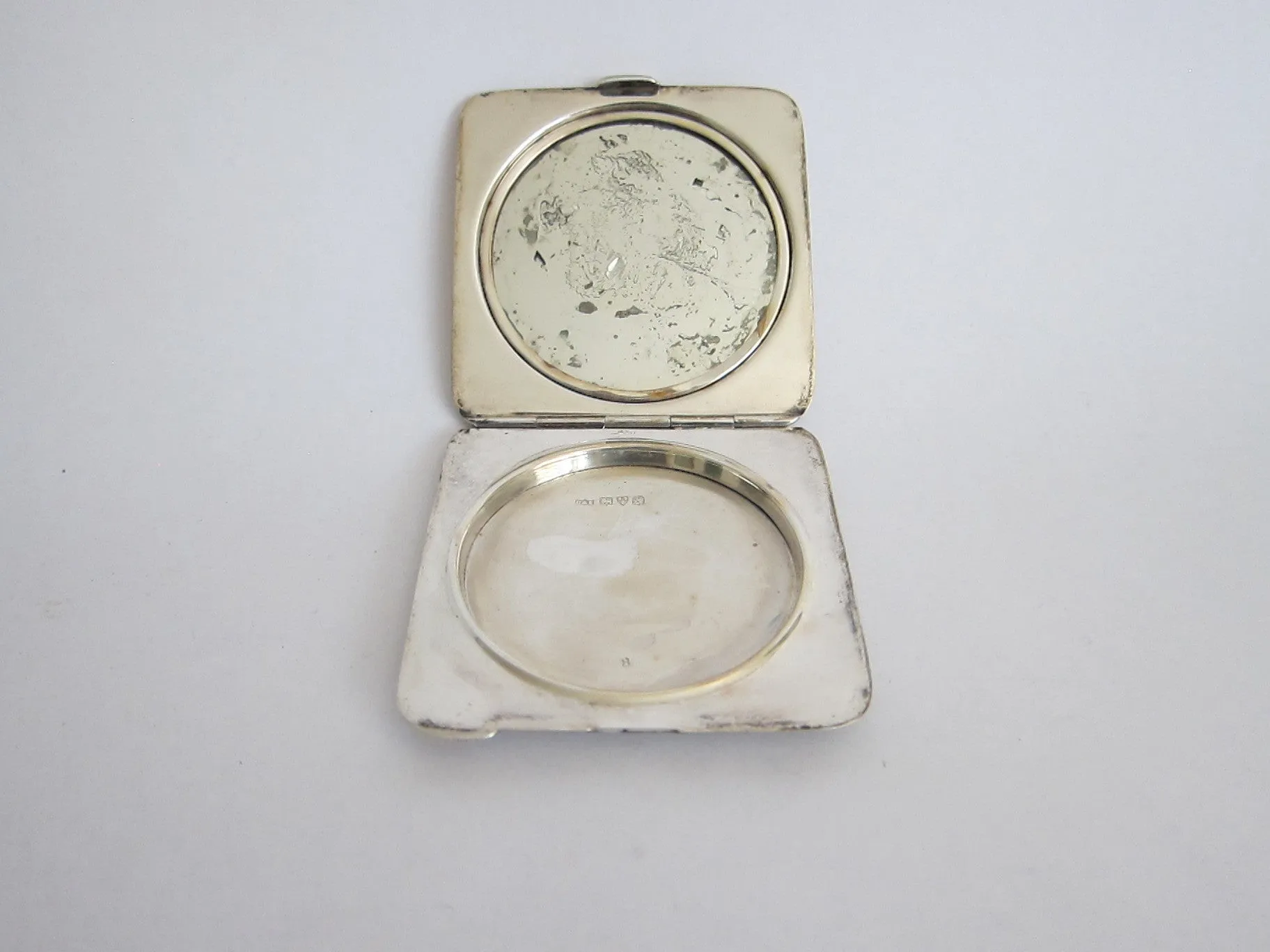 1940s Sterling Silver British Compact Mirror