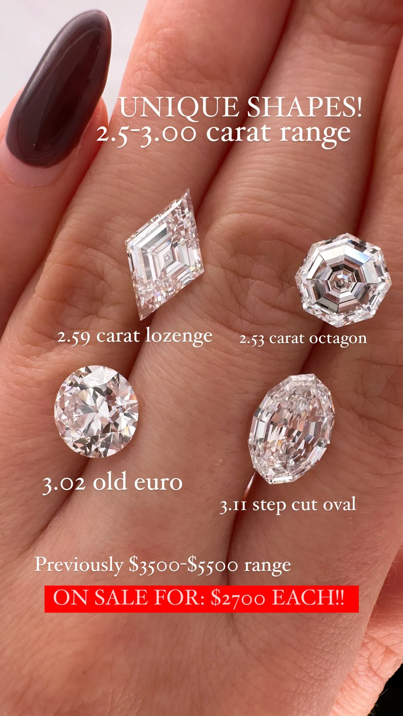 2.59 CARAT LOZENGE STEP CUT LAB DIAMOND