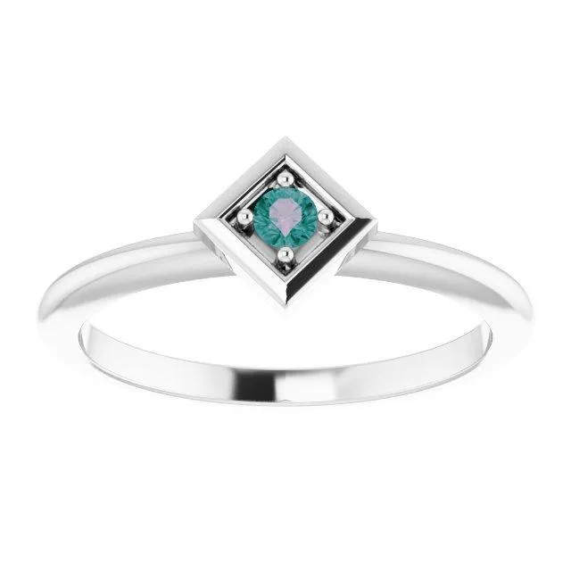 2.5mm Round Gemstone Stackable Geometric Ring
