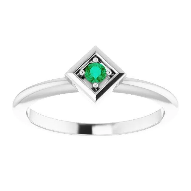 2.5mm Round Gemstone Stackable Geometric Ring