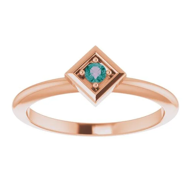 2.5mm Round Gemstone Stackable Geometric Ring