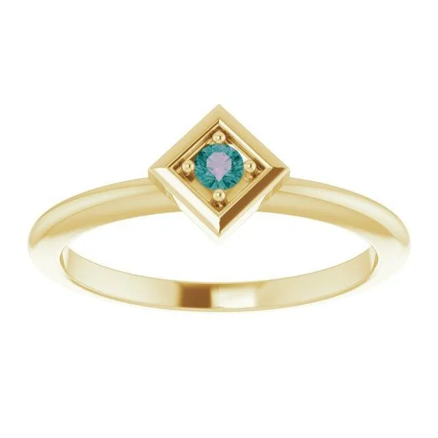 2.5mm Round Gemstone Stackable Geometric Ring