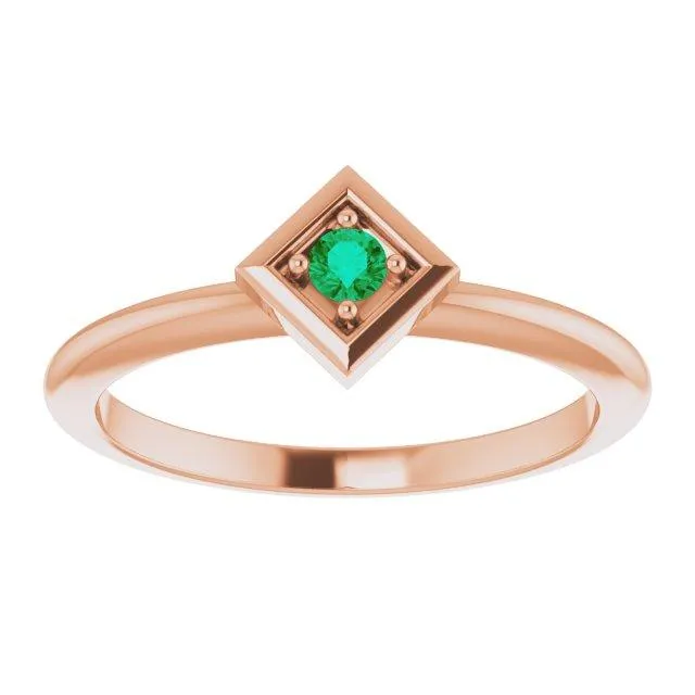 2.5mm Round Gemstone Stackable Geometric Ring