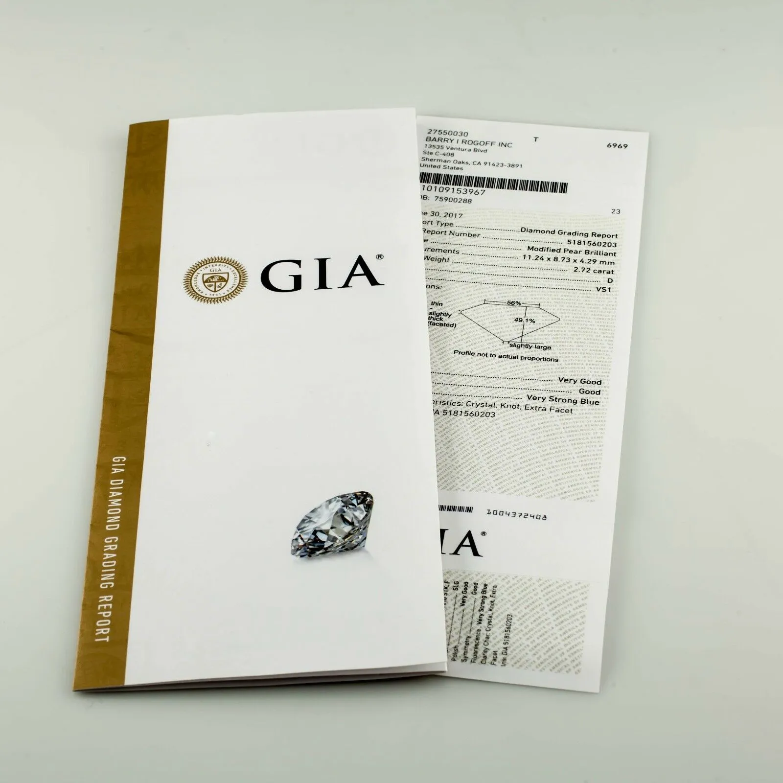 2.72 Carat Loose D / VS1 Pear Shaped Diamond GIA Certified