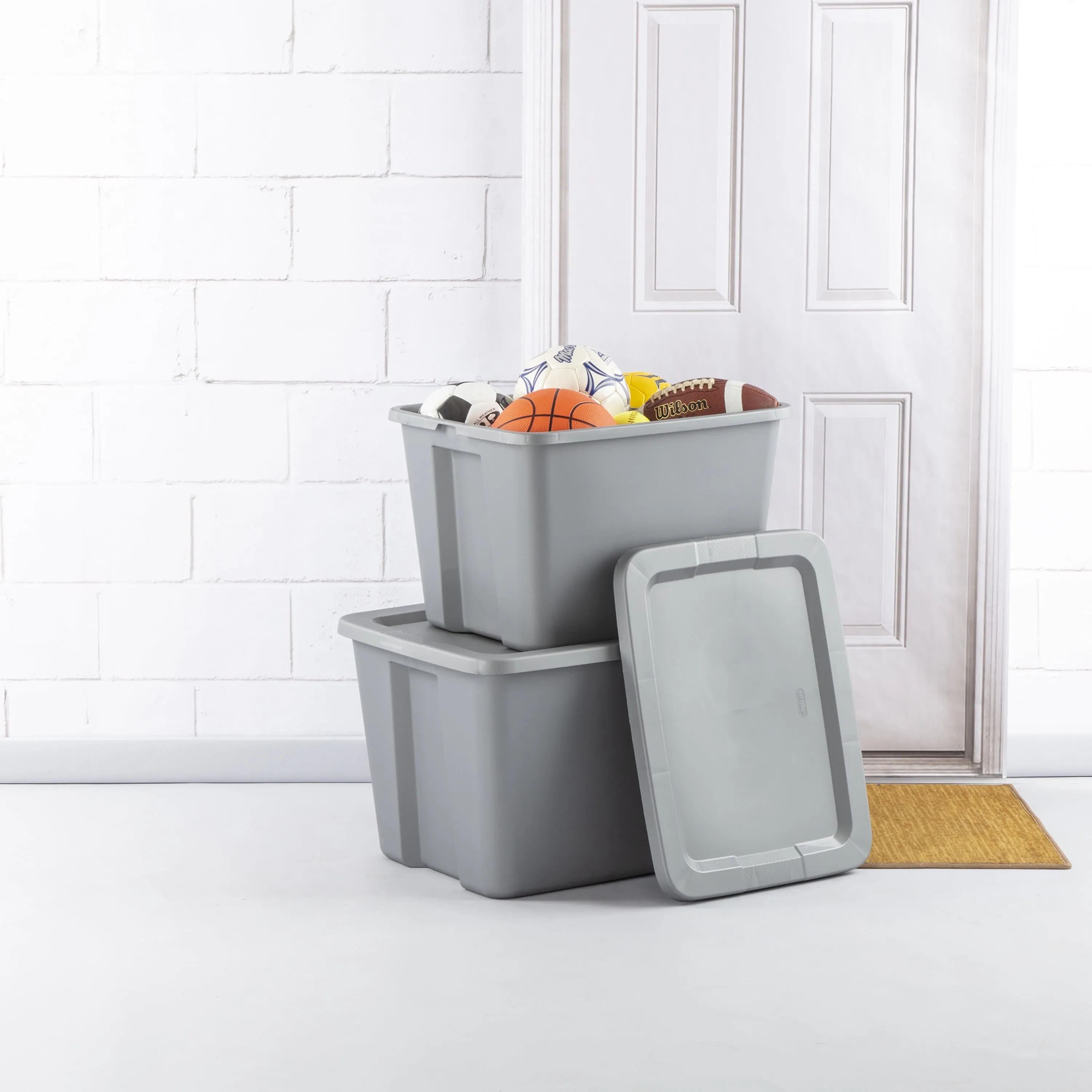 30 Gallon Tote Box Plastic, Gray, Free Delivery