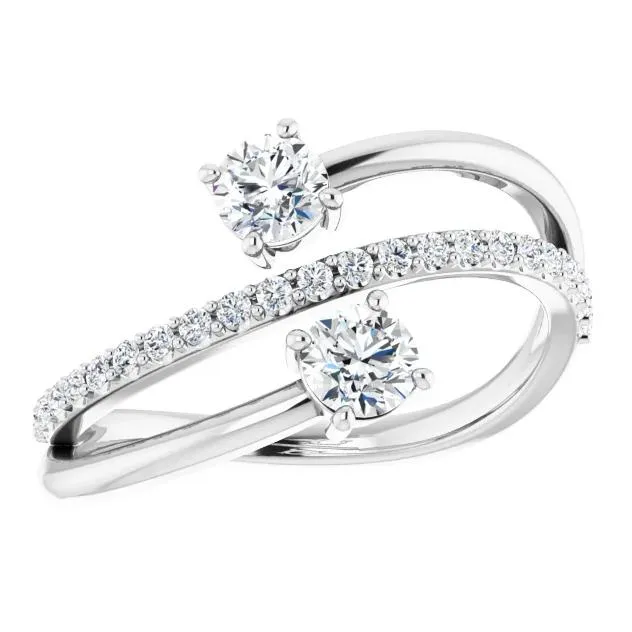 3/4 CTW Two-Gemstone Bypass Lab-Grown Diamond Ring