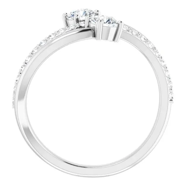 3/4 CTW Two-Gemstone Bypass Lab-Grown Diamond Ring