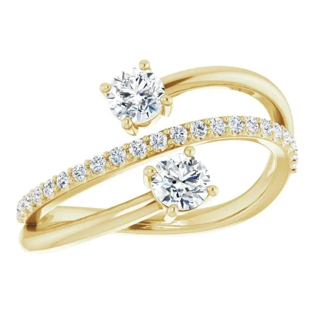 3/4 CTW Two-Gemstone Bypass Lab-Grown Diamond Ring