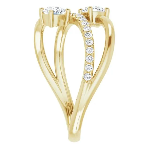 3/4 CTW Two-Gemstone Bypass Lab-Grown Diamond Ring