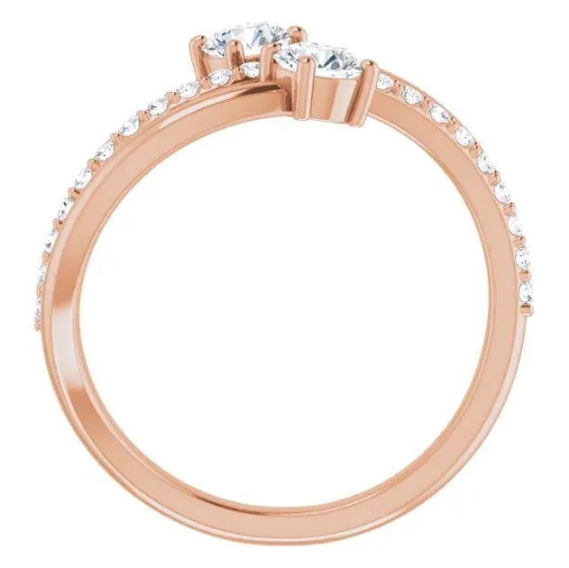 3/4 CTW Two-Gemstone Bypass Lab-Grown Diamond Ring
