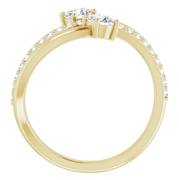 3/4 CTW Two-Gemstone Bypass Lab-Grown Diamond Ring