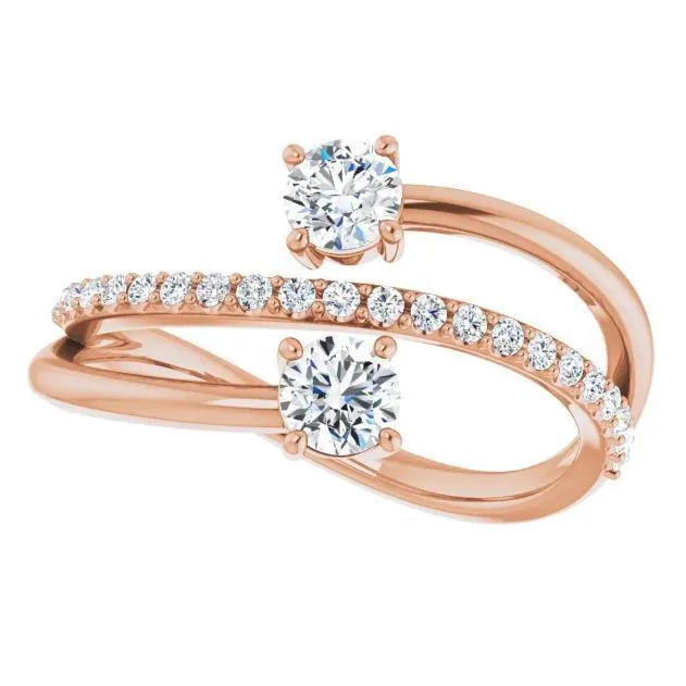3/4 CTW Two-Gemstone Bypass Lab-Grown Diamond Ring